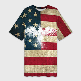 Платье-футболка 3D с принтом Флаг США с белым орлом в Белгороде,  |  | usa | америка | американец | америки | звездно полосатый | необычный | нью йорк | орел | соединенные | сша | флаг | штаты | янки
