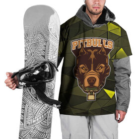 Накидка на куртку 3D с принтом Pitbulls в Белгороде, 100% полиэстер |  | dog | pitbulls | абстракция | геометрия | животные | собака | треугольники | цепь