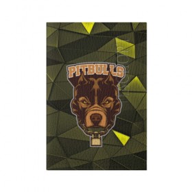 Обложка для паспорта матовая кожа с принтом Pitbulls в Белгороде, натуральная матовая кожа | размер 19,3 х 13,7 см; прозрачные пластиковые крепления | Тематика изображения на принте: dog | pitbulls | абстракция | геометрия | животные | собака | треугольники | цепь