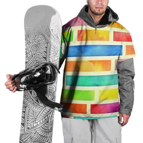 Накидка на куртку 3D с принтом Bricks Watercolor в Белгороде, 100% полиэстер |  | 3d | watercolor | кирпичики | клетка | радуга | текстуры | цветные линии