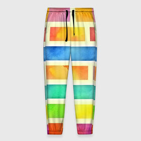 Мужские брюки 3D с принтом Bricks Watercolor в Белгороде, 100% полиэстер | манжеты по низу, эластичный пояс регулируется шнурком, по бокам два кармана без застежек, внутренняя часть кармана из мелкой сетки | 3d | watercolor | кирпичики | клетка | радуга | текстуры | цветные линии