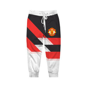 Детские брюки 3D с принтом Manchester United - Stripe в Белгороде, 100% полиэстер | манжеты по низу, эластичный пояс регулируется шнурком, по бокам два кармана без застежек, внутренняя часть кармана из мелкой сетки | manchester united | stripe | манчестер юнайтед | футбол