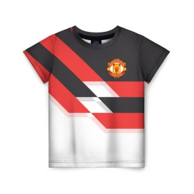 Детская футболка 3D с принтом Manchester United - Stripe в Белгороде, 100% гипоаллергенный полиэфир | прямой крой, круглый вырез горловины, длина до линии бедер, чуть спущенное плечо, ткань немного тянется | manchester united | stripe | манчестер юнайтед | футбол