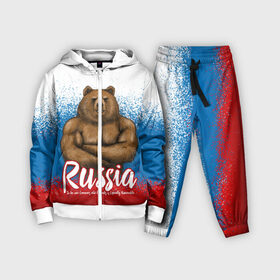 Детский костюм 3D с принтом Russian Bear в Белгороде,  |  | bear | russia | медведь | патриотическая | россия | русский медведь | триколор | флаг рф
