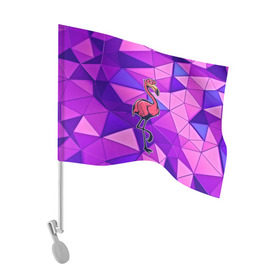 Флаг для автомобиля с принтом Фламинго в Белгороде, 100% полиэстер | Размер: 30*21 см | bird | flyer | fowl | poultry | seabird | triangle | абстракция | животные | птицы | текстуры | тренд | треугольники | фламинго