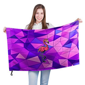 Флаг 3D с принтом Фламинго в Белгороде, 100% полиэстер | плотность ткани — 95 г/м2, размер — 67 х 109 см. Принт наносится с одной стороны | bird | flyer | fowl | poultry | seabird | triangle | абстракция | животные | птицы | текстуры | тренд | треугольники | фламинго