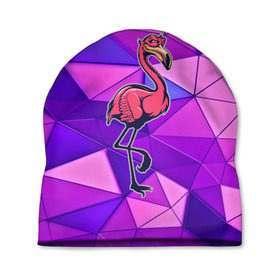 Шапка 3D с принтом Фламинго в Белгороде, 100% полиэстер | универсальный размер, печать по всей поверхности изделия | bird | flyer | fowl | poultry | seabird | triangle | абстракция | животные | птицы | текстуры | тренд | треугольники | фламинго