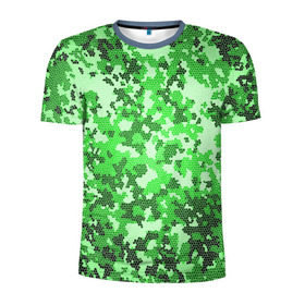 Мужская футболка 3D спортивная с принтом Камуфляж зеленые соты в Белгороде, 100% полиэстер с улучшенными характеристиками | приталенный силуэт, круглая горловина, широкие плечи, сужается к линии бедра | армия | болото | зеленка | зеленый | камок | камуфляж | лес | маскировка | мундир | натовка | охотник | пазл | прикольный | рыбак | солдат | яркий