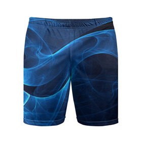 Мужские шорты 3D спортивные с принтом Дым в Белгороде,  |  | Тематика изображения на принте: волна | лазер | луч | пламя | синий