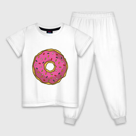 Детская пижама хлопок с принтом Пончик в Белгороде, 100% хлопок |  брюки и футболка прямого кроя, без карманов, на брюках мягкая резинка на поясе и по низу штанин
 | bart | homer | simpsons | барт | гомер | еда | мульт | мультфильм | пончик | симпсоны | спрингфилд