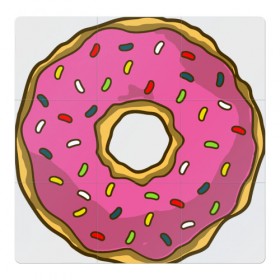 Магнитный плакат 3Х3 с принтом Пончик в Белгороде, Полимерный материал с магнитным слоем | 9 деталей размером 9*9 см | bart | homer | simpsons | барт | гомер | еда | мульт | мультфильм | пончик | симпсоны | спрингфилд