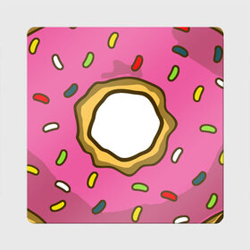 Магнит виниловый Квадрат с принтом Пончик в Белгороде, полимерный материал с магнитным слоем | размер 9*9 см, закругленные углы | bart | homer | simpsons | барт | гомер | еда | мульт | мультфильм | пончик | симпсоны | спрингфилд