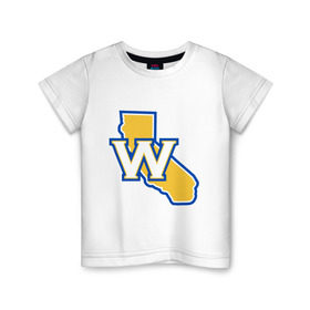 Детская футболка хлопок с принтом Golden State Warriors в Белгороде, 100% хлопок | круглый вырез горловины, полуприлегающий силуэт, длина до линии бедер | basketball | баскетбол | нба