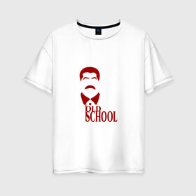 Женская футболка хлопок Oversize с принтом Сталин старая школа в Белгороде, 100% хлопок | свободный крой, круглый ворот, спущенный рукав, длина до линии бедер
 | old | school | коммунизм | портрет | ретро | советский | союз | ссср | сталин | старая | усы | школа