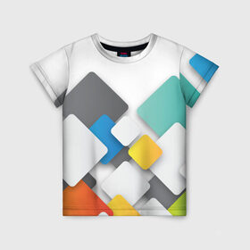 Детская футболка 3D с принтом Цветные квадраты в Белгороде, 100% гипоаллергенный полиэфир | прямой крой, круглый вырез горловины, длина до линии бедер, чуть спущенное плечо, ткань немного тянется | squares | квадраты | прямоугольники | текстуры