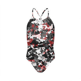 Детский купальник 3D с принтом Городской камуфляж в Белгороде, Полиэстер 85%, Спандекс 15% | Слитный крой, подклад по переду изделия, узкие бретели | camo | urban | белый | гранж | красный | маскировка | милитари | паттерн | серый | текстура
