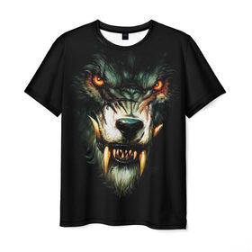 Мужская футболка 3D с принтом Werewolf в Белгороде, 100% полиэфир | прямой крой, круглый вырез горловины, длина до линии бедер | зверь | клыки | монстр | оборотень | оскал | ужас | хоррор
