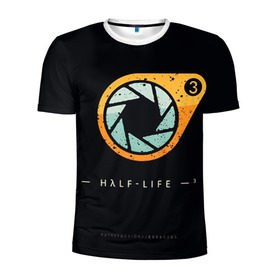 Мужская футболка 3D спортивная с принтом Half-Life 3 в Белгороде, 100% полиэстер с улучшенными характеристиками | приталенный силуэт, круглая горловина, широкие плечи, сужается к линии бедра | freeman | gordon | half | halflife | hl | life | гордон | лайф | фримен | халва | халф | халфлайф | халява