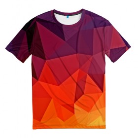 Мужская футболка 3D с принтом Geometric в Белгороде, 100% полиэфир | прямой крой, круглый вырез горловины, длина до линии бедер | abstract | abstraction | color | geometry | mirror | polygon | абстракция | геометрия | грани | линии | полигоны | сочетания | треугольники