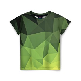 Детская футболка 3D с принтом Хаки геометрия в Белгороде, 100% гипоаллергенный полиэфир | прямой крой, круглый вырез горловины, длина до линии бедер, чуть спущенное плечо, ткань немного тянется | зеленый | полигоны