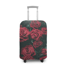 Чехол для чемодана 3D с принтом Бархатные розы в Белгороде, 86% полиэфир, 14% спандекс | двустороннее нанесение принта, прорези для ручек и колес | Тематика изображения на принте: бархат | бутоны | роза | розы | цветы