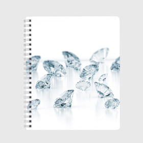Тетрадь с принтом Brilliant в Белгороде, 100% бумага | 48 листов, плотность листов — 60 г/м2, плотность картонной обложки — 250 г/м2. Листы скреплены сбоку удобной пружинной спиралью. Уголки страниц и обложки скругленные. Цвет линий — светло-серый
 | beautiful | blue | bright | color | diamond | diamonds | mineral | minerals | original | stone | white | белое | белыйstones | богатство | бриллианты | голубое | камень | камни | красивое | красота | цвет