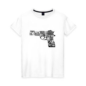 Женская футболка хлопок с принтом Pulp Fiction в Белгороде, 100% хлопок | прямой крой, круглый вырез горловины, длина до линии бедер, слегка спущенное плечо | 25 17 | 2517 | библия | криминальное чтиво | оружие | пистолет | самюэль джексон | цитата | эклезиаст