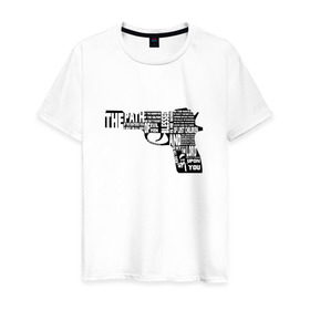 Мужская футболка хлопок с принтом Pulp Fiction в Белгороде, 100% хлопок | прямой крой, круглый вырез горловины, длина до линии бедер, слегка спущенное плечо. | Тематика изображения на принте: 25 17 | 2517 | библия | криминальное чтиво | оружие | пистолет | самюэль джексон | цитата | эклезиаст