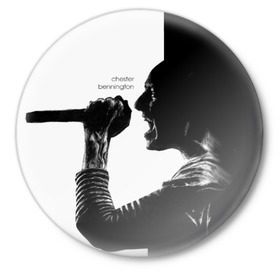 Значок с принтом Chester Bennington в Белгороде,  металл | круглая форма, металлическая застежка в виде булавки | chester bennington | рок