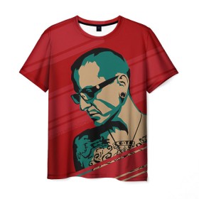Мужская футболка 3D с принтом Chester Bennington в Белгороде, 100% полиэфир | прямой крой, круглый вырез горловины, длина до линии бедер | chester bennington | рок