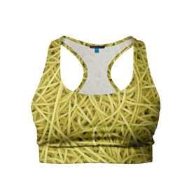 Женский спортивный топ 3D с принтом Макароны в Белгороде, 82% полиэстер, 18% спандекс Ткань безопасна для здоровья, позволяет коже дышать, не мнется и не растягивается |  | веган | вемишель | диета | еда | лапша | паста | паттрен | спагетти | текстура