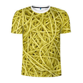 Мужская футболка 3D спортивная с принтом Макароны в Белгороде, 100% полиэстер с улучшенными характеристиками | приталенный силуэт, круглая горловина, широкие плечи, сужается к линии бедра | веган | вемишель | диета | еда | лапша | паста | паттрен | спагетти | текстура