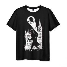 Мужская футболка 3D с принтом Шерлок Холмс в Белгороде, 100% полиэфир | прямой крой, круглый вырез горловины, длина до линии бедер | holmes | sherlock | sherlock holmes | англия | великобритания | сыщик | холмс | шерлок