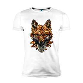 Мужская футболка премиум с принтом Fox в Белгороде, 92% хлопок, 8% лайкра | приталенный силуэт, круглый вырез ворота, длина до линии бедра, короткий рукав | art | wild | животные | искусство | лиса | лисица | лисичка | природа