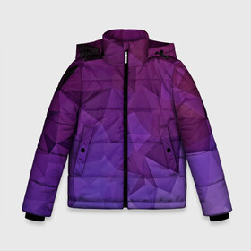 Зимняя куртка для мальчиков 3D с принтом Фиолетовые грани в Белгороде, ткань верха — 100% полиэстер; подклад — 100% полиэстер, утеплитель — 100% полиэстер | длина ниже бедра, удлиненная спинка, воротник стойка и отстегивающийся капюшон. Есть боковые карманы с листочкой на кнопках, утяжки по низу изделия и внутренний карман на молнии. 

Предусмотрены светоотражающий принт на спинке, радужный светоотражающий элемент на пуллере молнии и на резинке для утяжки | abstract | abstraction | color | geometry | mirror | polygon | абстракция | геометрия | грани | линии | полигоны | сочетания | стекло | треугольники