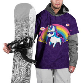 Накидка на куртку 3D с принтом Радужный Единорог в Очках в Белгороде, 100% полиэстер |  | colors | pizza | pony | rainbow | unicorn | бекон | единорог | конь | очки | пицца | пони | пончик | радуга | рог | солнцезащитные очки