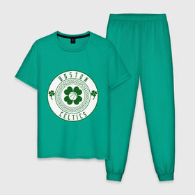 Мужская пижама хлопок с принтом Boston Celtics в Белгороде, 100% хлопок | брюки и футболка прямого кроя, без карманов, на брюках мягкая резинка на поясе и по низу штанин
 | basketball | boston | celtics | nba | баскетбол | бостон | келтикс | нба | селтикс | спорт