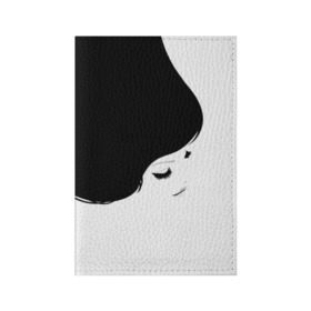 Обложка для паспорта матовая кожа с принтом Лицо и волосы девушки в Белгороде, натуральная матовая кожа | размер 19,3 х 13,7 см; прозрачные пластиковые крепления | Тематика изображения на принте: белое | брови | волосы | глаза | голова | губы | девочка | девушка | женщина | инь янь | красивая | переход | текстура | черное