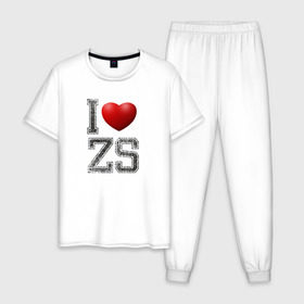 Мужская пижама хлопок с принтом I love ZS в Белгороде, 100% хлопок | брюки и футболка прямого кроя, без карманов, на брюках мягкая резинка на поясе и по низу штанин
 | zack snyder | зак снайдер | я люблю зс