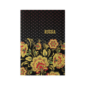 Обложка для паспорта матовая кожа с принтом Россия в Белгороде, натуральная матовая кожа | размер 19,3 х 13,7 см; прозрачные пластиковые крепления | роспись | россия | хохлома | цветы | я русский
