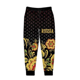 Мужские брюки 3D с принтом Россия в Белгороде, 100% полиэстер | манжеты по низу, эластичный пояс регулируется шнурком, по бокам два кармана без застежек, внутренняя часть кармана из мелкой сетки | роспись | россия | хохлома | цветы | я русский