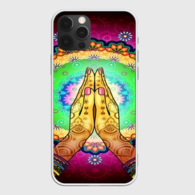 Чехол для iPhone 12 Pro Max с принтом Meditation в Белгороде, Силикон |  | 3d | indian | mandala | арт | йога | медитация | руки | узор | цветы