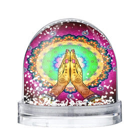 Снежный шар с принтом Meditation в Белгороде, Пластик | Изображение внутри шара печатается на глянцевой фотобумаге с двух сторон | 3d | indian | mandala | арт | йога | медитация | руки | узор | цветы