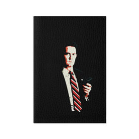 Обложка для паспорта матовая кожа с принтом Дейл Купер в Белгороде, натуральная матовая кожа | размер 19,3 х 13,7 см; прозрачные пластиковые крепления | актер | арт | сериал | смокинг | твин пикс | фильмы | черный