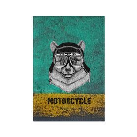 Обложка для паспорта матовая кожа с принтом Мотоцикл медведь в Белгороде, натуральная матовая кожа | размер 19,3 х 13,7 см; прозрачные пластиковые крепления | Тематика изображения на принте: 3d | motor bicycle | motorbike | motorcycle | авто | автомобильные | водитель | механик | мотоциклист | очки