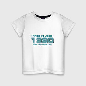 Детская футболка хлопок с принтом Made in USSR 1990 в Белгороде, 100% хлопок | круглый вырез горловины, полуприлегающий силуэт, длина до линии бедер | 1990 | made in ussr | ussr | год рождения | день рождения | рожденный в ссср | сделано в ссср | ссср