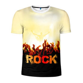 Мужская футболка 3D спортивная с принтом Rock концерт в Белгороде, 100% полиэстер с улучшенными характеристиками | приталенный силуэт, круглая горловина, широкие плечи, сужается к линии бедра | rock | в толпу | гитара | группа | дым | жанр | концерт | металл | музыка | надпись | панк | певец | песня | прыжок | рок | рок н рол | руки | стиль | хард | хой | я люблю рок