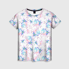 Женская футболка 3D с принтом Цветы в Белгороде, 100% полиэфир ( синтетическое хлопкоподобное полотно) | прямой крой, круглый вырез горловины, длина до линии бедер | flower | flowers | spring | весна | нежность | цветок | цветы