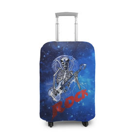 Чехол для чемодана 3D с принтом Мертвый гитарист в Белгороде, 86% полиэфир, 14% спандекс | двустороннее нанесение принта, прорези для ручек и колес | rock | гитара | скелет | я люблю рок