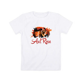Детская футболка хлопок с принтом Axl Rose в Белгороде, 100% хлопок | круглый вырез горловины, полуприлегающий силуэт, длина до линии бедер | axl | guns | music | rock | rose | roses | аксель | арт | музыка | рок | роуз
